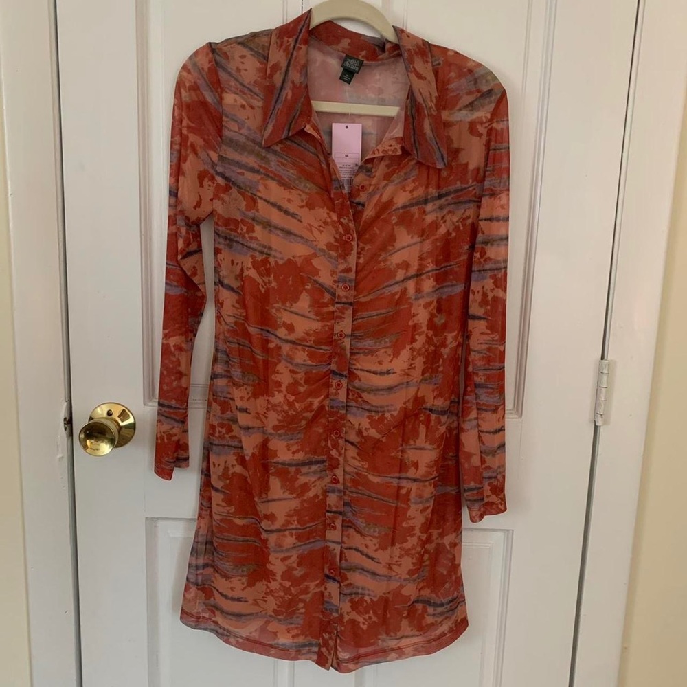 Patterned Long Sleeve T-Shirt Dress